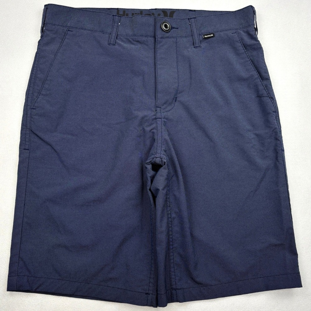 Hurley Mens Size 28 Chino Walk Shorts Navy Blue Nike Dri-FIT Flat Front Hybrid
